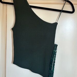 Asymmetrical Green Knit Top